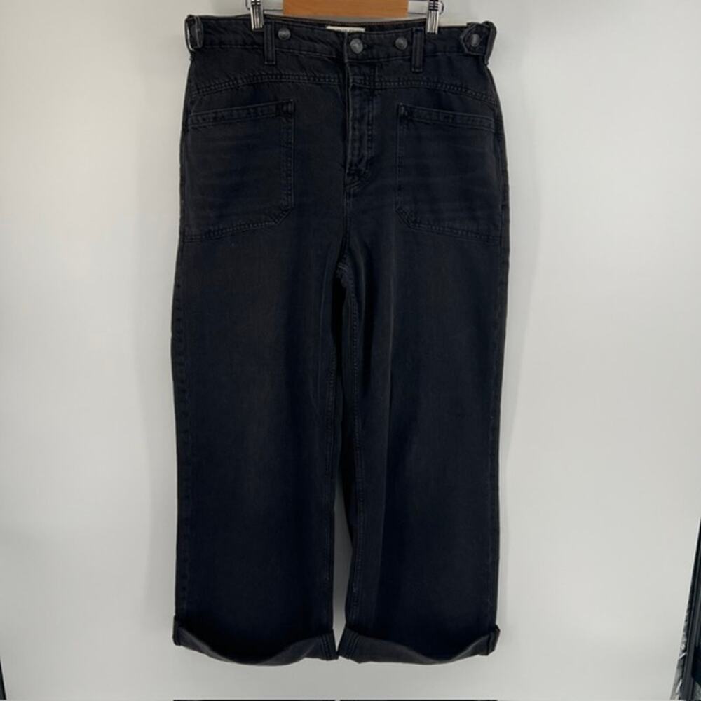 NEW Free People We The Free Palmer Cuffed Jeans Womens 30 Charcoal Wide Leg High